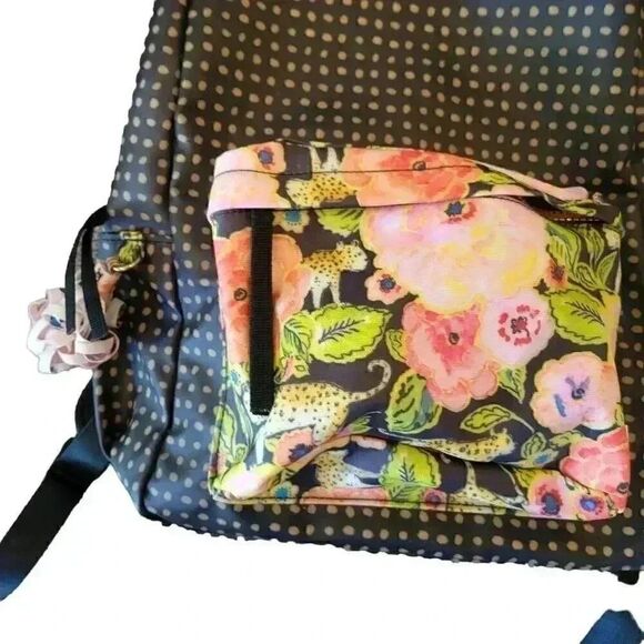 Haute Girl's Black & Gold Polka-dot, Pink Floral Back Pack NEW - Picture 2 of 9